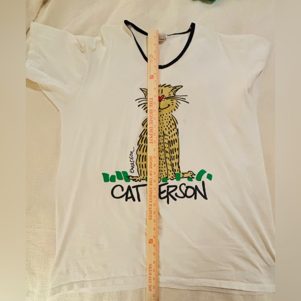 Emerson Street Vintage Cat Person T-Shirt - White Women’s One Size Fits All - Picture 6 of 10